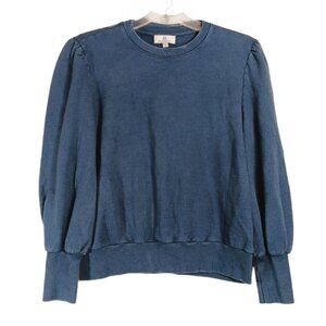 AG Adriano Goldschmied Crew Sweatshirt Womens S Blue Textured Puff Sleeve New